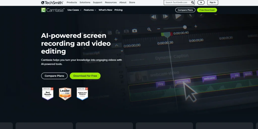 Camtasia-برامج تسجيل الشاشة للكمبيوتر