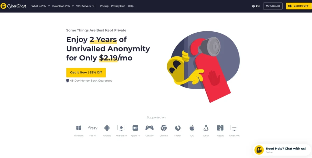 CyberGhost VPN-افضل برامج VPN للكمبيوتر