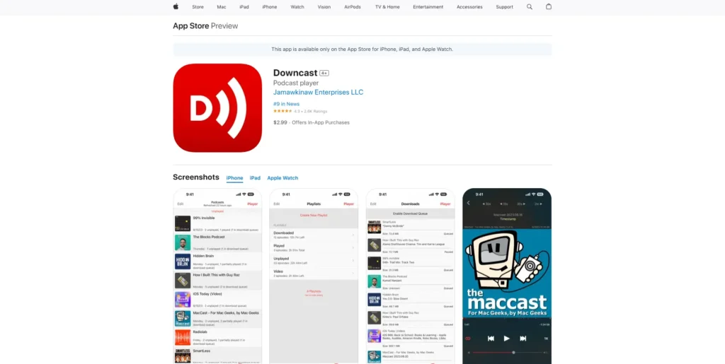Downcast 1-تطبيق بودكاست