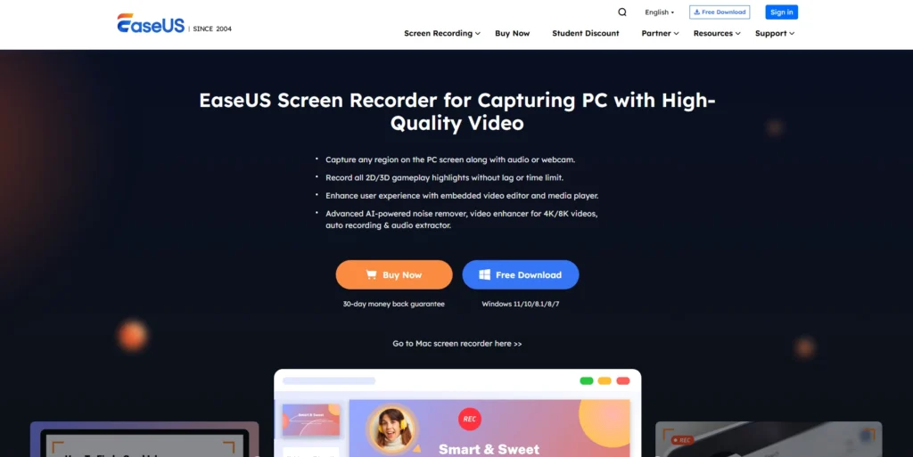 EaseUS RecExperts-برامج تسجيل الشاشة للكمبيوتر