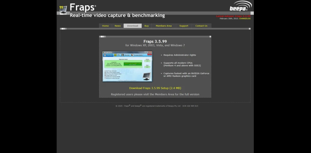 Fraps-برامج تسجيل الشاشة للكمبيوتر
