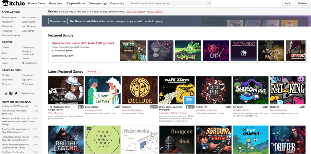 Itch.io-مواقع تحميل العاب