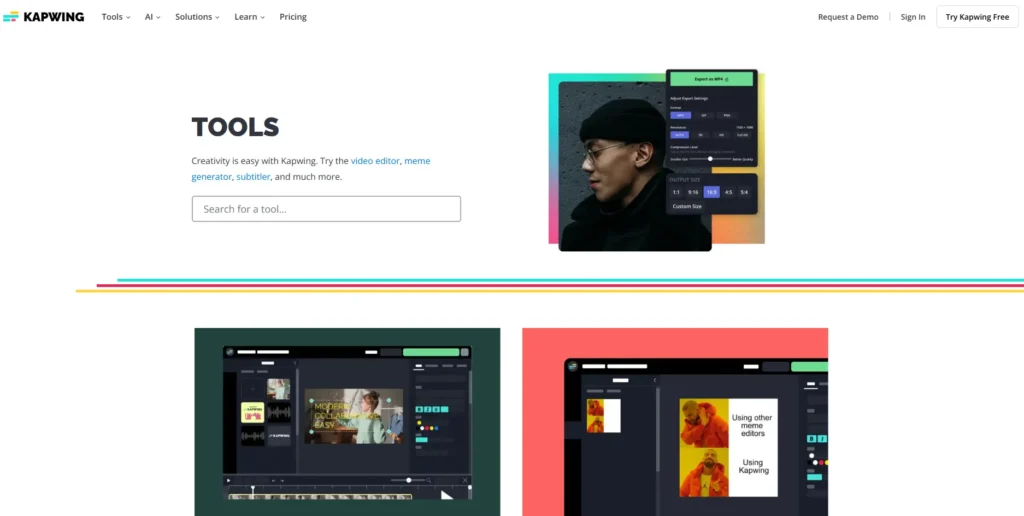 Kapwing Tools-تعديل الفيديو أونلاين