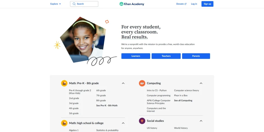 Khan Academy-مواقع تعلم البرمجة