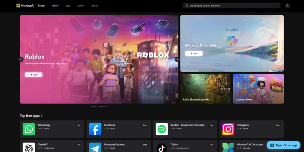 Microsoft Store-مواقع تحميل العاب
