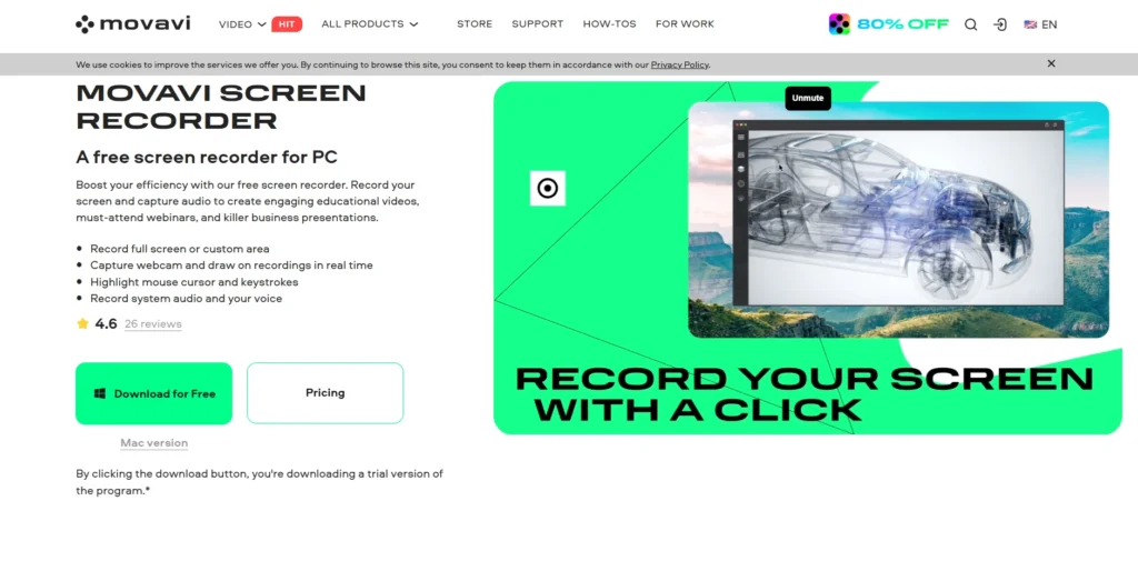 Movavi Screen Recorder-برامج تسجيل الشاشة للكمبيوتر