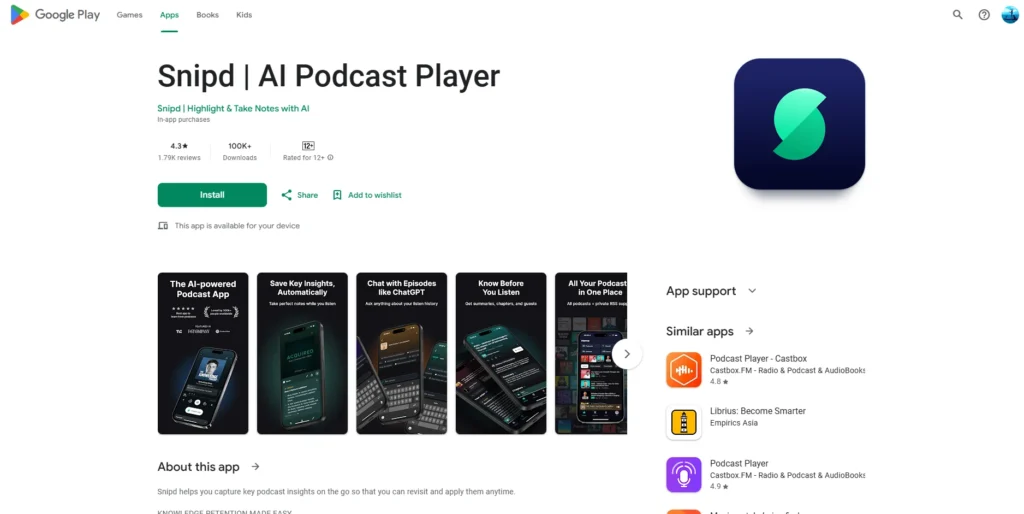 Snipd 1-تطبيق بودكاست
