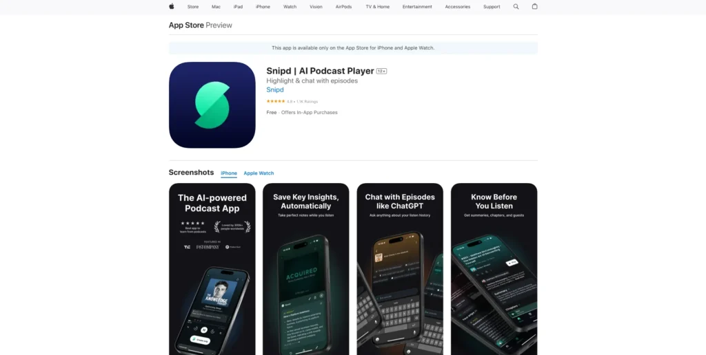 Snipd 1-تطبيق بودكاست