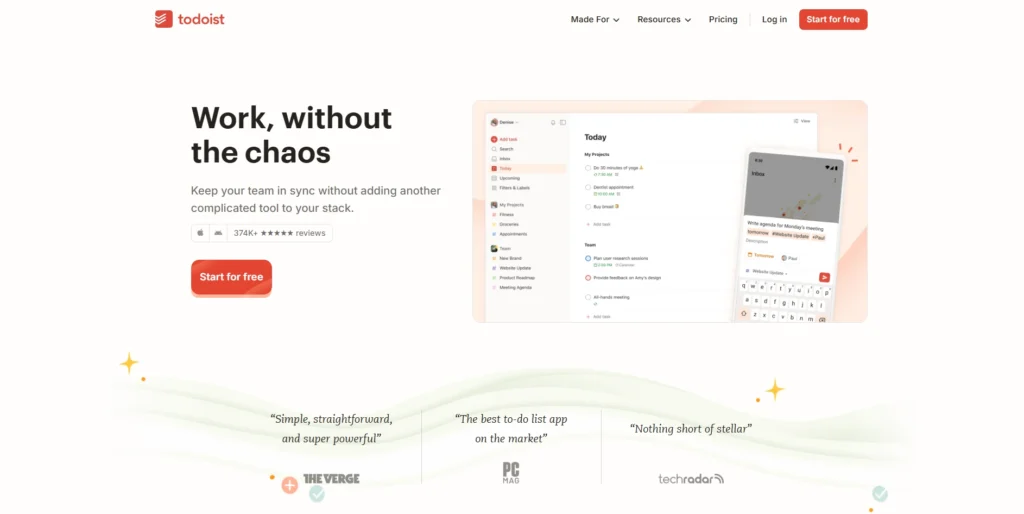 Todoist-مواقع مجانية لزيادة الإنتاجية