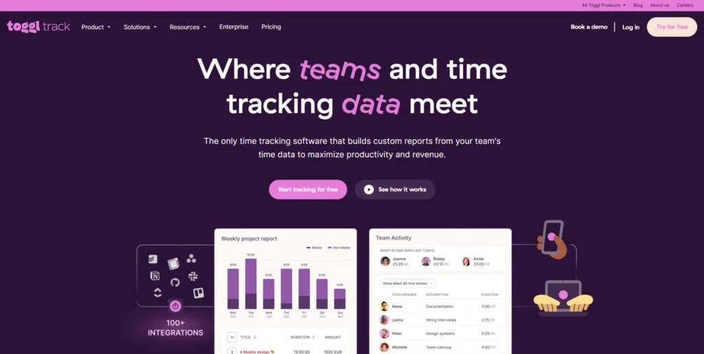Toggl Track-مواقع مجانية لزيادة الإنتاجية