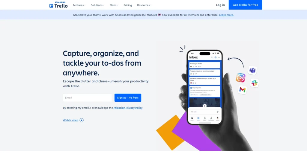 Trello-مواقع مجانية لزيادة الإنتاجية