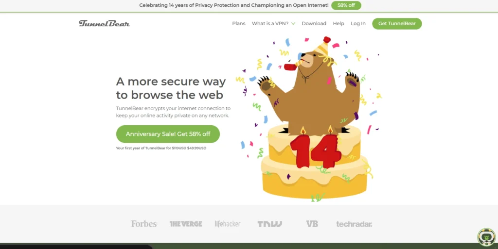 TunnelBear VPN-افضل برامج VPN للكمبيوتر