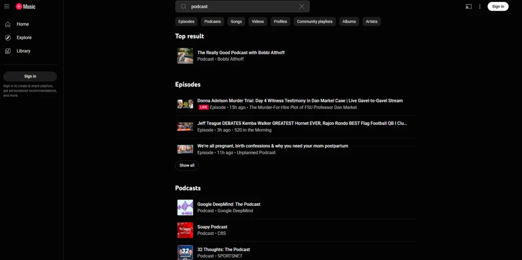 YouTube Music-تطبيق بودكاست
