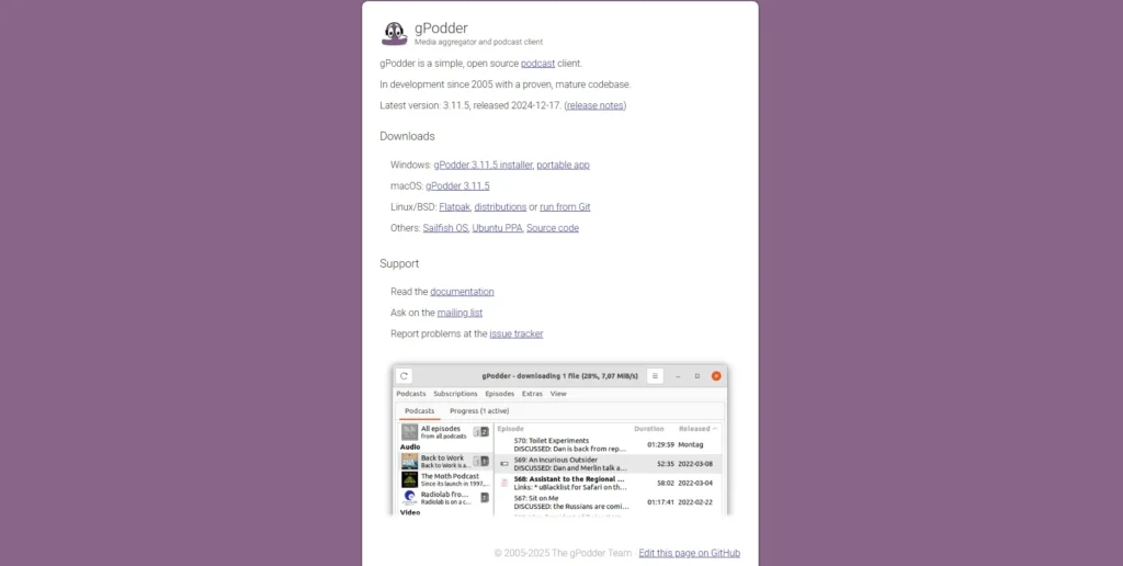 gPodder-تطبيق بودكاست
