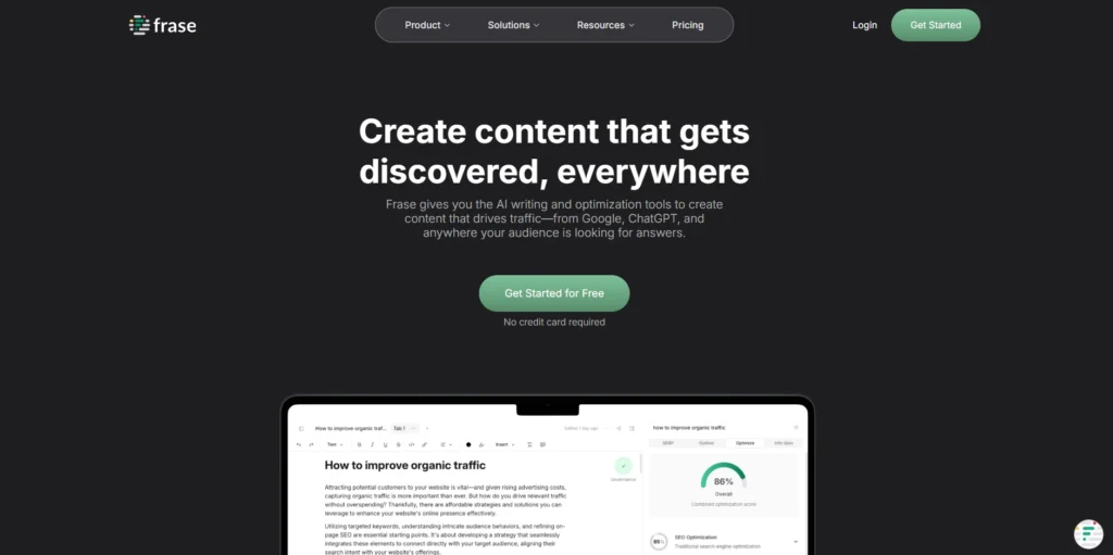 Frase.io-كتابة المحتوى بالذكاء الاصطناعي